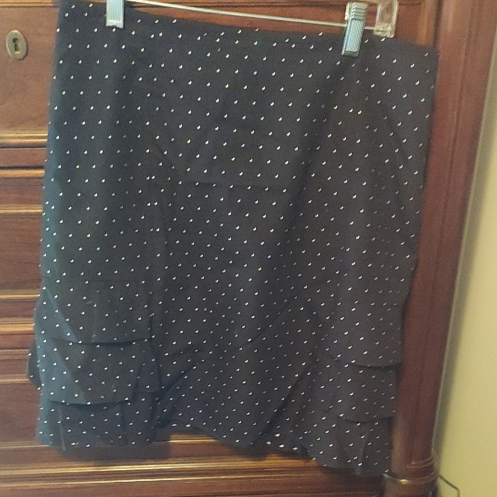 LOFT Dark Black Skirt with White Dots